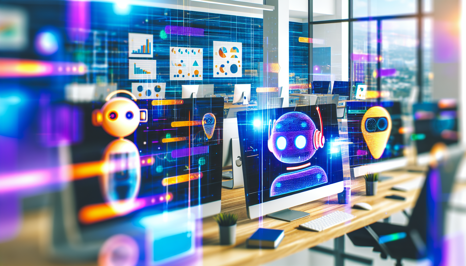 A dynamic illustration of a founder utilizing an AI agent for business operations.