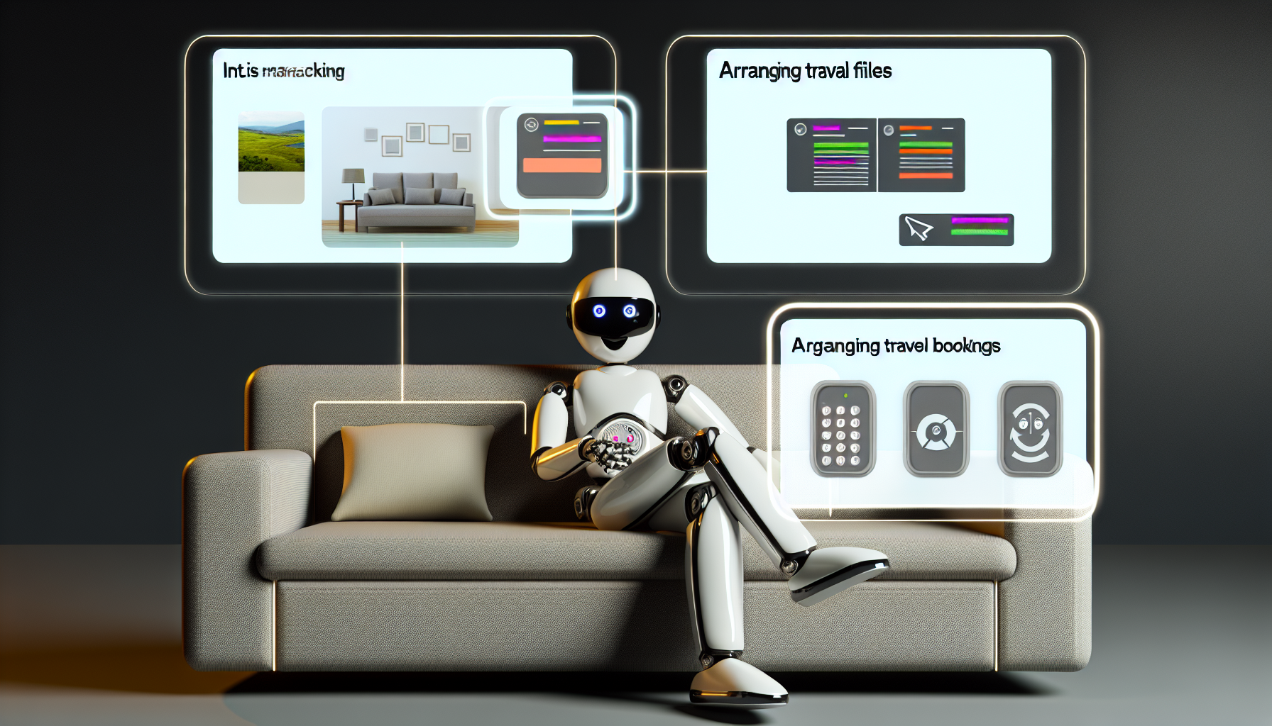 A cheerful robot juggling school assignments efficiently.