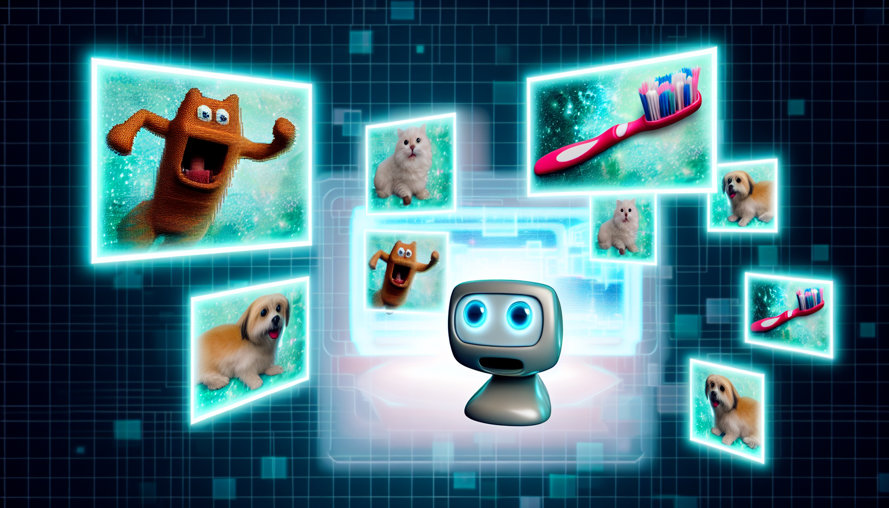 A computer interpreting pixelated images using math and algorithms.